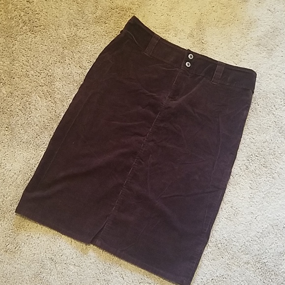 Burgundy Corduroy Pencil Skirt